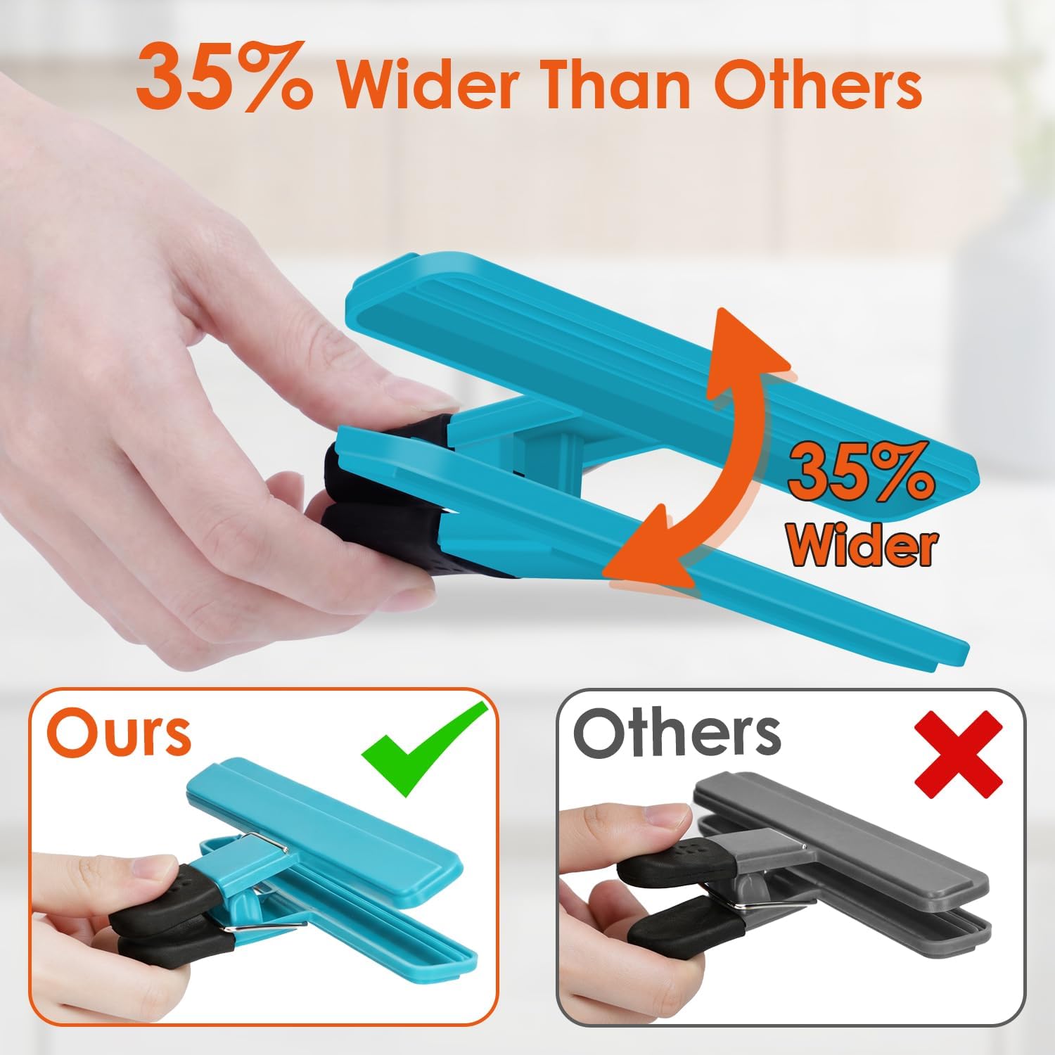 TACGEA Large Chip Clips, 6 Pack Upgrade Wide Open Bag Clips for Food Storage with Air Tight Seal Grip image 2