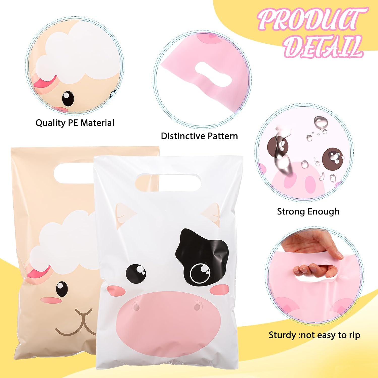 Blosssound 120 Pcs Farm Party Gift Bags Farm Animal Favor Bags Chick Pig Candy Bags Cow Sheep Goodie Pouches for Boys Girlstheme Birthday Baby Shower Party Supplies Decorations - Image 3