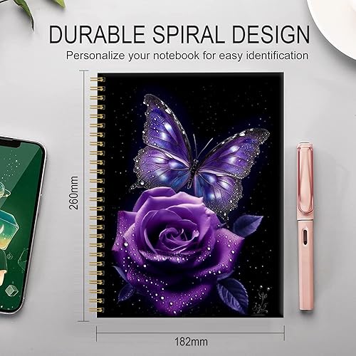 Miniatura 6 de Cuaderno de espiral para mujer, lindos cuadernos A5 con rayas universitarias de 6 x 8.4 pulgadas, 120 páginas rayadas con papel grueso de alta