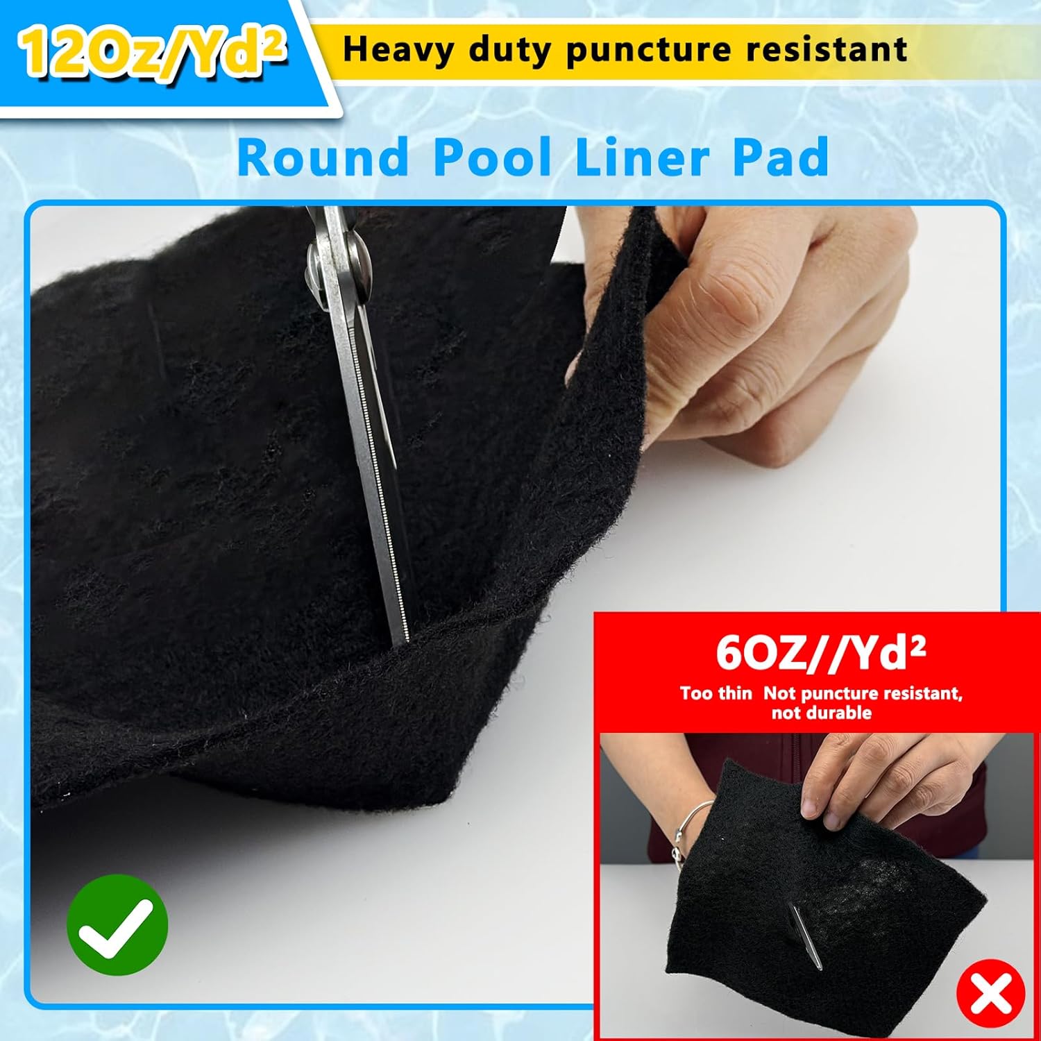 19FT Thick Round Pool Liner Pad For 18 FT Above Ground Pools 12Oz/Yd² Heavy-Duty Puncture Proof Above Ground Pool Padding Under Pool Seamless Pool Ground Mats for Pool Bottom (50% Thicker Than Others)