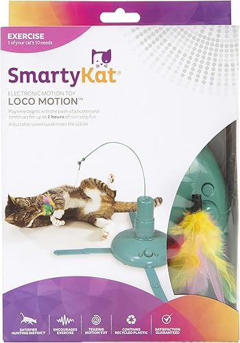 Vista 2 de SmartyKat Juguetes electrónicos de movimiento/movimiento para gatos y gatitos, funciona con pilas, imita el movimiento de la presa real, juego