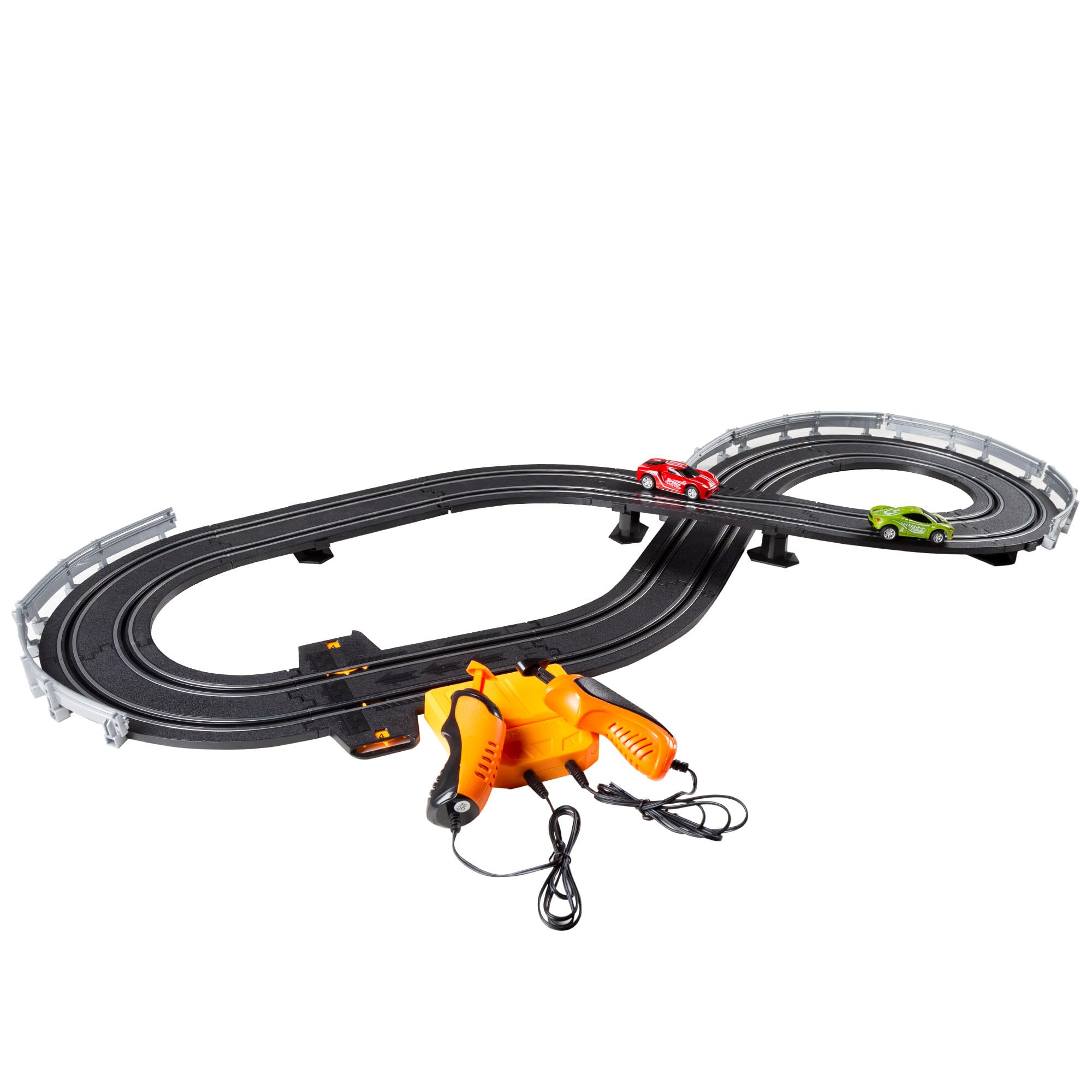 Colorbaby Speed & Go - Pista de Carreras eléctrica, 2 Coches, Escala 1:64, Tamaño 93x43 cm, Longitud 232 cm, Pistas de Coches para niños, Coche teledirigido, Circuito Carrera, 8 años, 47521