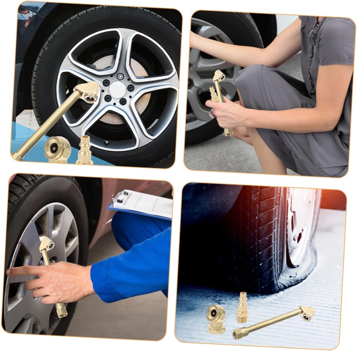 2set Heavy Duty Chuck Set Closed Tire Chuck for Tire Inflator Gauge Construction Compact Design Kit for Efficient Inflation Tasks