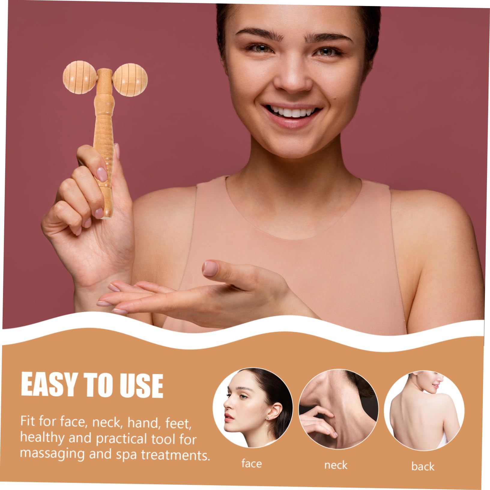 Beaupretty 5 Series Circulación Manual Cervical Rodillos Hombro Rodillo De Masaje Cuello Pie Shiatsu Masajeador Herramientas Madera 3 Piezas X 5