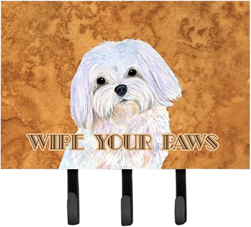 Caroline's Treasures SS4897TH68 Puppy Cut Maltese Wipe Your Paws - Correa o soporte para llaves, ganchos de pared, ganchos para llaves, perchero de