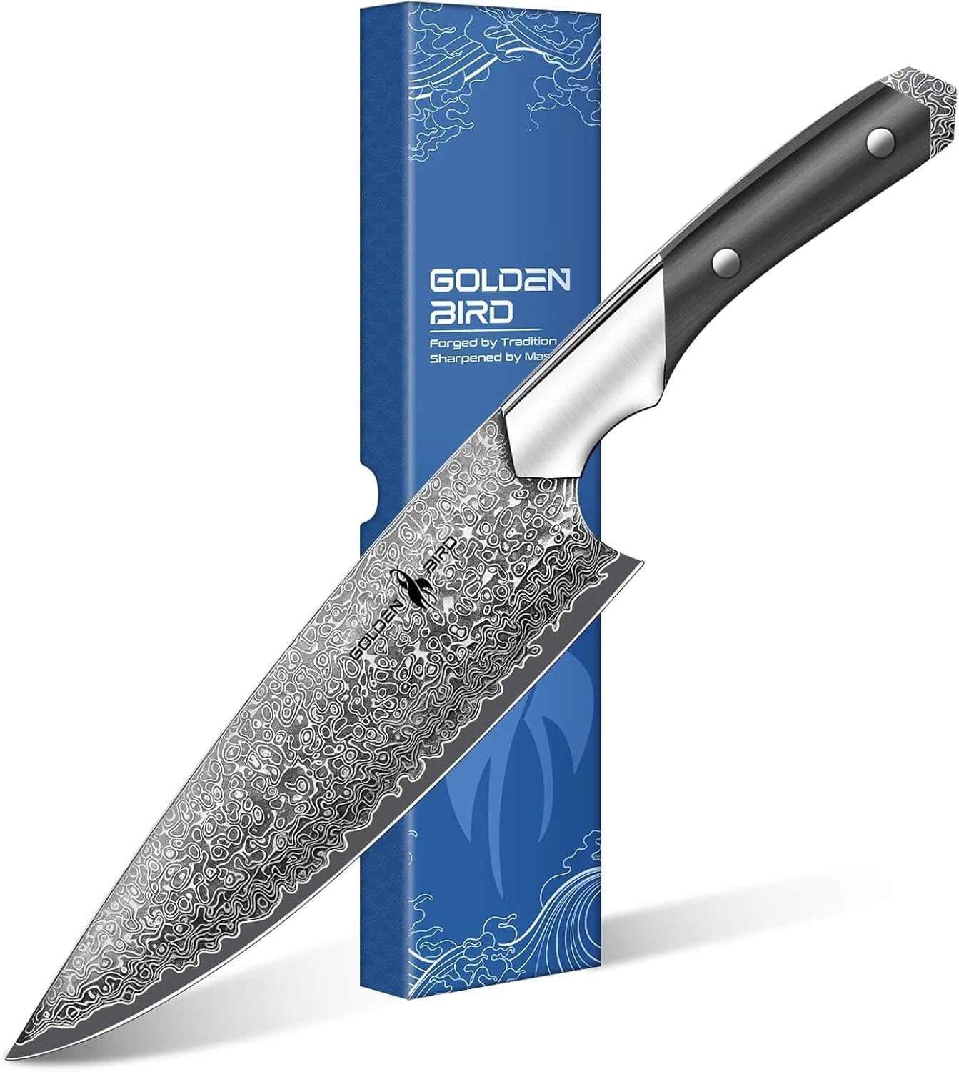 Golden Bird Damascus Chef Knife, 8 Inch Japanese Knives