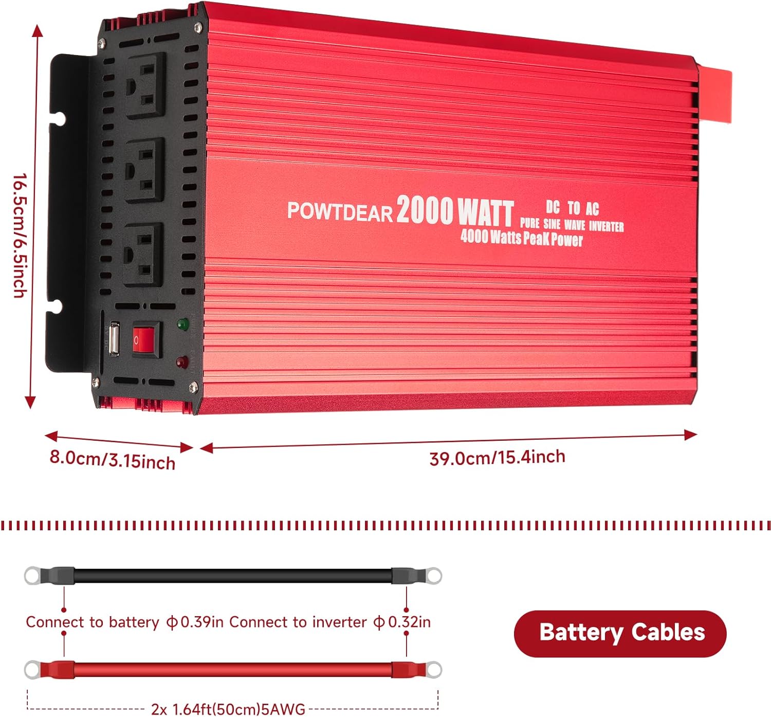Powtdear 2000 watt Power Inverter Kit