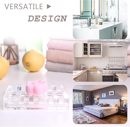 Miniatura 4 de Jabonera de acrílico para ducha, soporte de barra de baño, caja de ahorro de jabón autodrenante, bañera, cocina, mini bandeja rectangular, soporte