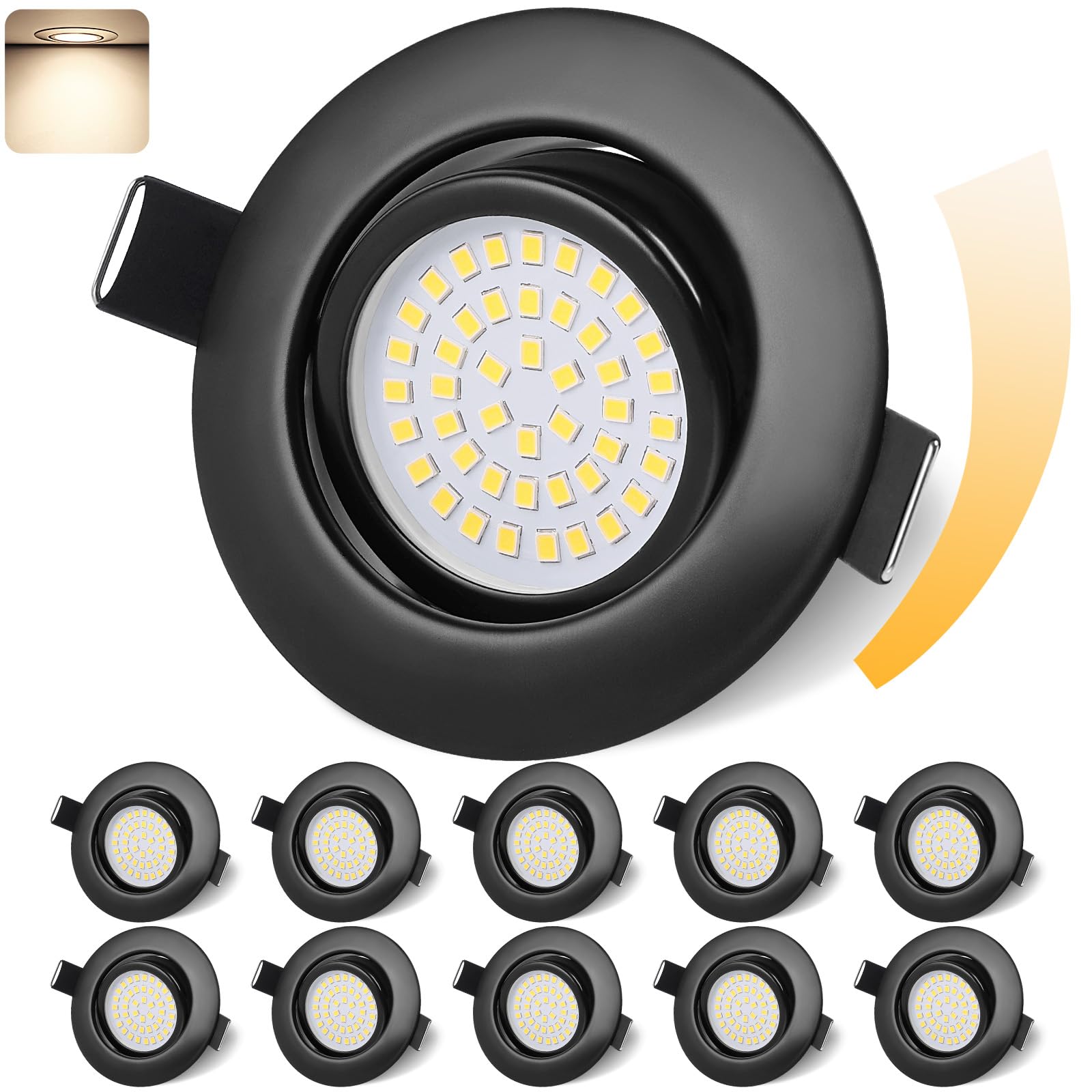 GeyouLux IP44 LED Downlights Dimmable Black 4000K 10 Pack โ image 1