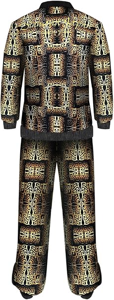 Amazon Diamond Japan Dj 184 グレカ模様 黒 金 長袖 セットアップ ジャージ 服 ヤクザ ヤンキー オラオラ系 上下組 服 派手 メンズ ファッション コート ジャケット 通販