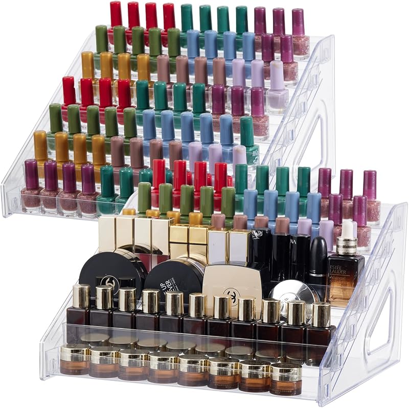 Organizador de Esmaltes em Acrílico Transparente com 7 Níveis XRXYX, Pacote com 2