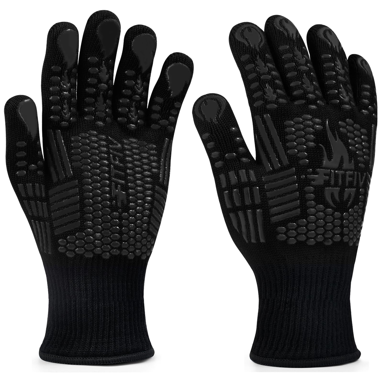 BBQ Gloves, 1472°F Heat Resistant with Silicone Grip Oven Mitts