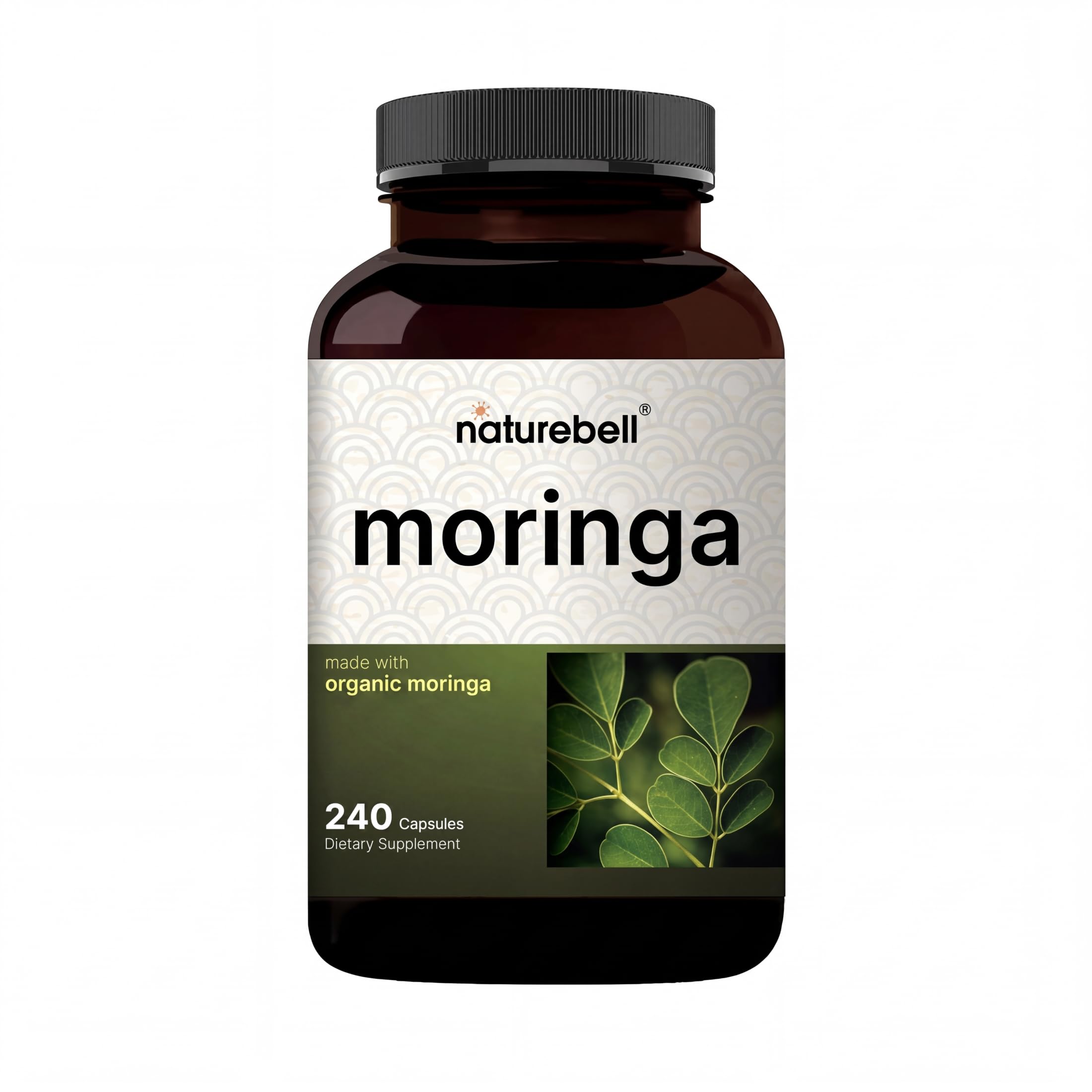 NatureBell Moringa 800mg Per Serving - 240 Capsules - Organic Moringa for Daily Immune, Energy & Skin Health Support* - Green Superfood - 3rd Party Tested, Non-GMO & Gluten-Free