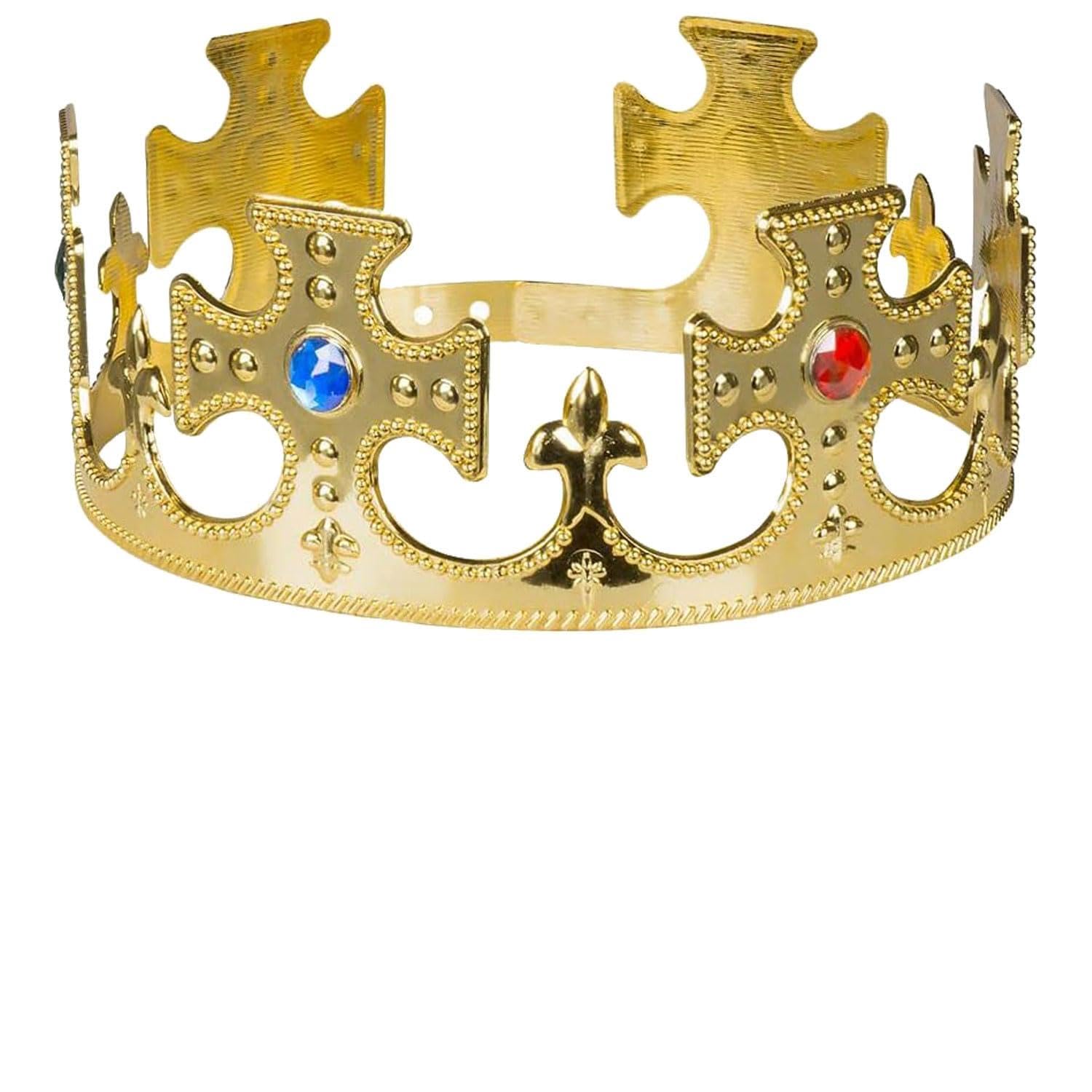 Ji liangli 2-Piece Gold King's Crown Set Men's Gold Royal Crown with Jewels Royal Costume Accessories Adult Costume Essentials Queen's Headdress Celebration Party Favourite