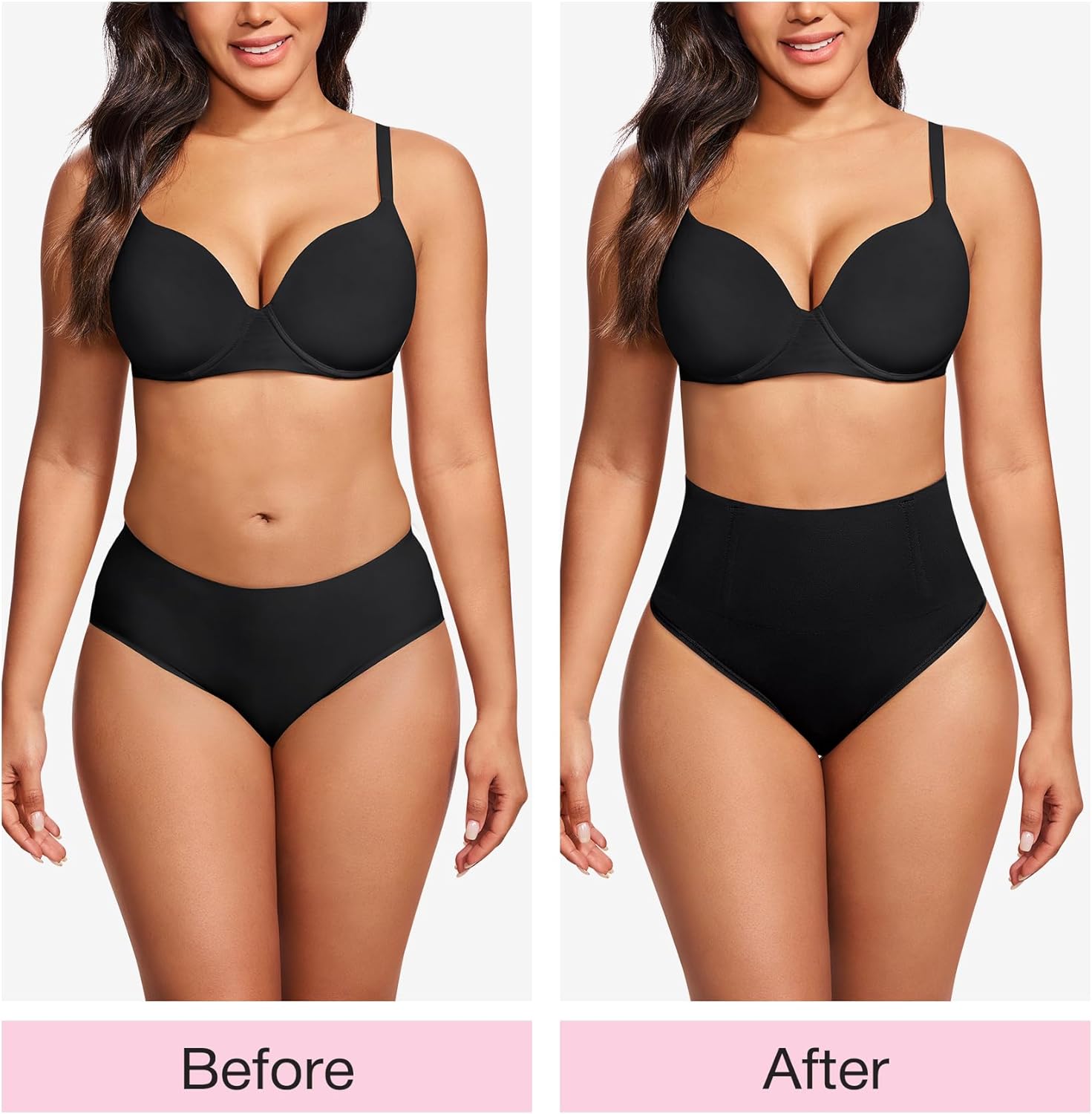 Eleady Thong Shapewear Tummy Control - 2 Piece Mid-Waist Compression Underwear Women Seamless Butt Lifting Panties - Image 2