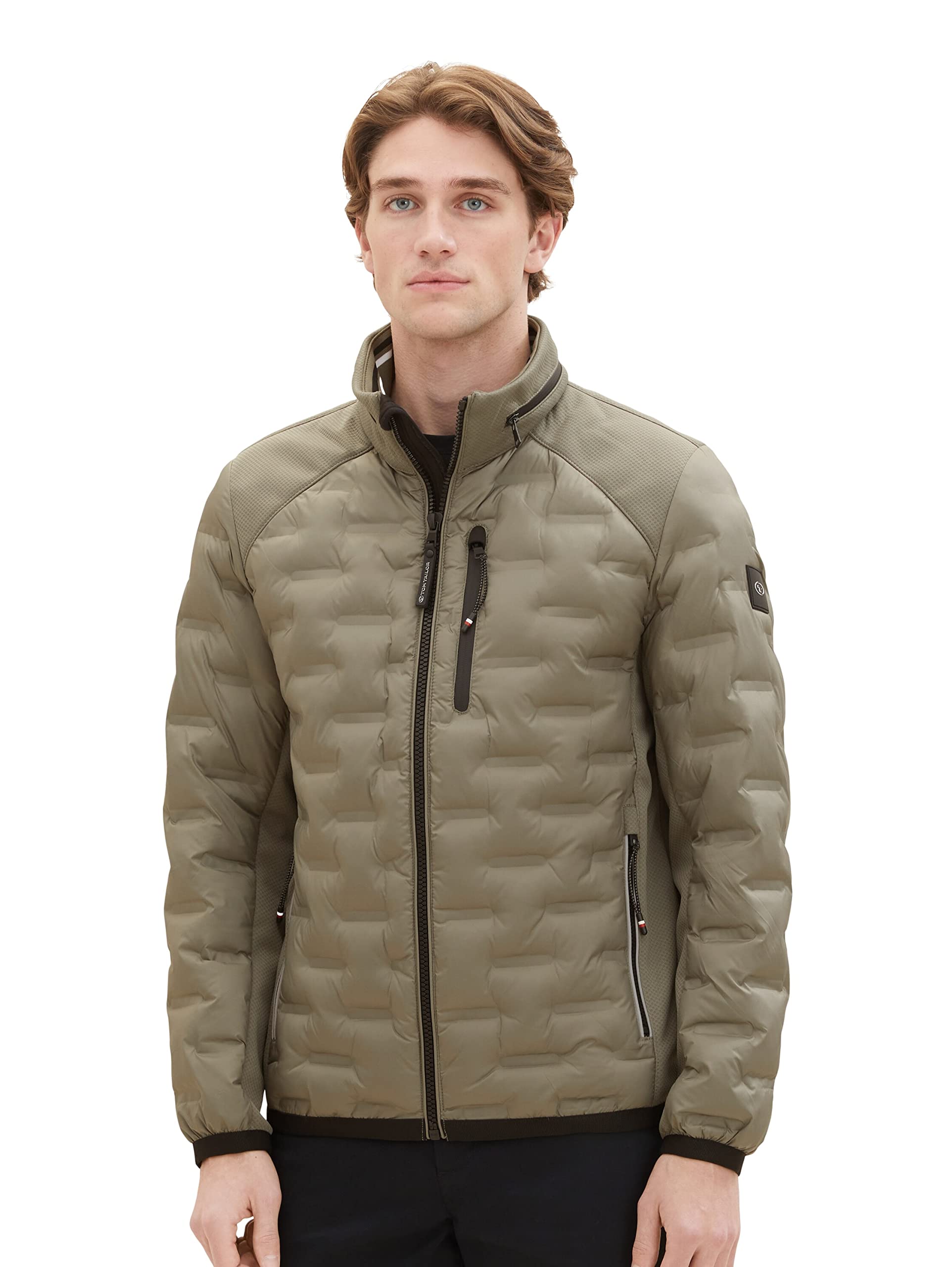 TOM TAILOR Herren 1038608 Hybrid Steppjacke mit abnehmbarer Kapuze im Kragen (1er Pack)
