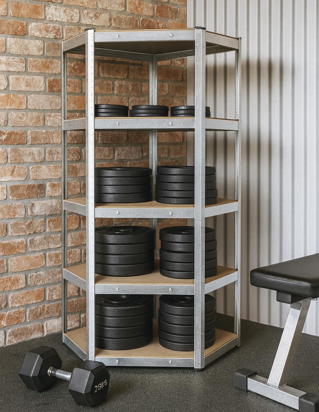 Jardin202 - Estantería Metálica con Baldas Ajustables | 5 Baldas | Carga 875 Kg | Pack 2 uds (Plata - Estantería con Esquina)