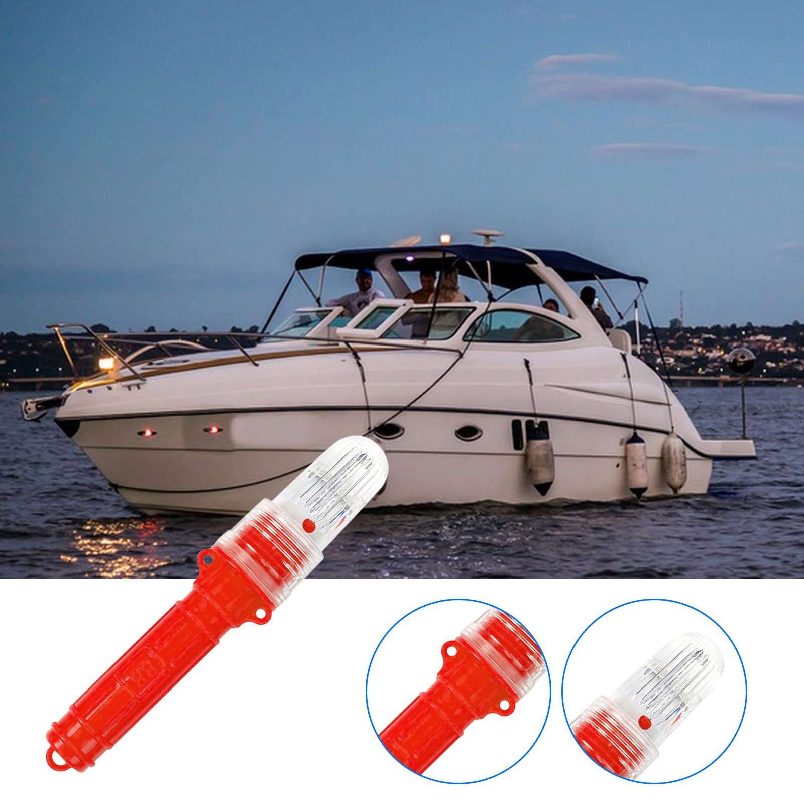 Bengala LED Marina Impermeable Para Barcos – Señal De Seguridad Día/Noche Con Control De Luz Inteligente Y Pilas AA