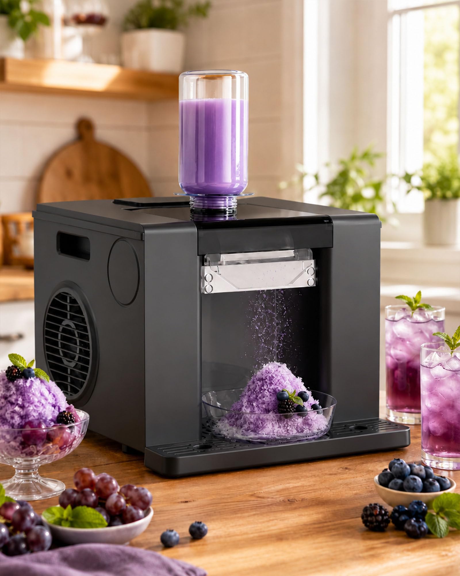 smafoseedding 350w Shaved Ice Machine,2000rpm Automatic Snowflake Ice Machine,750ml Snow Cone Maker With Touchscreen,Commercial & Home Bingsu Maker For Slushy Coffee,Milk Tea,Smoothie Black