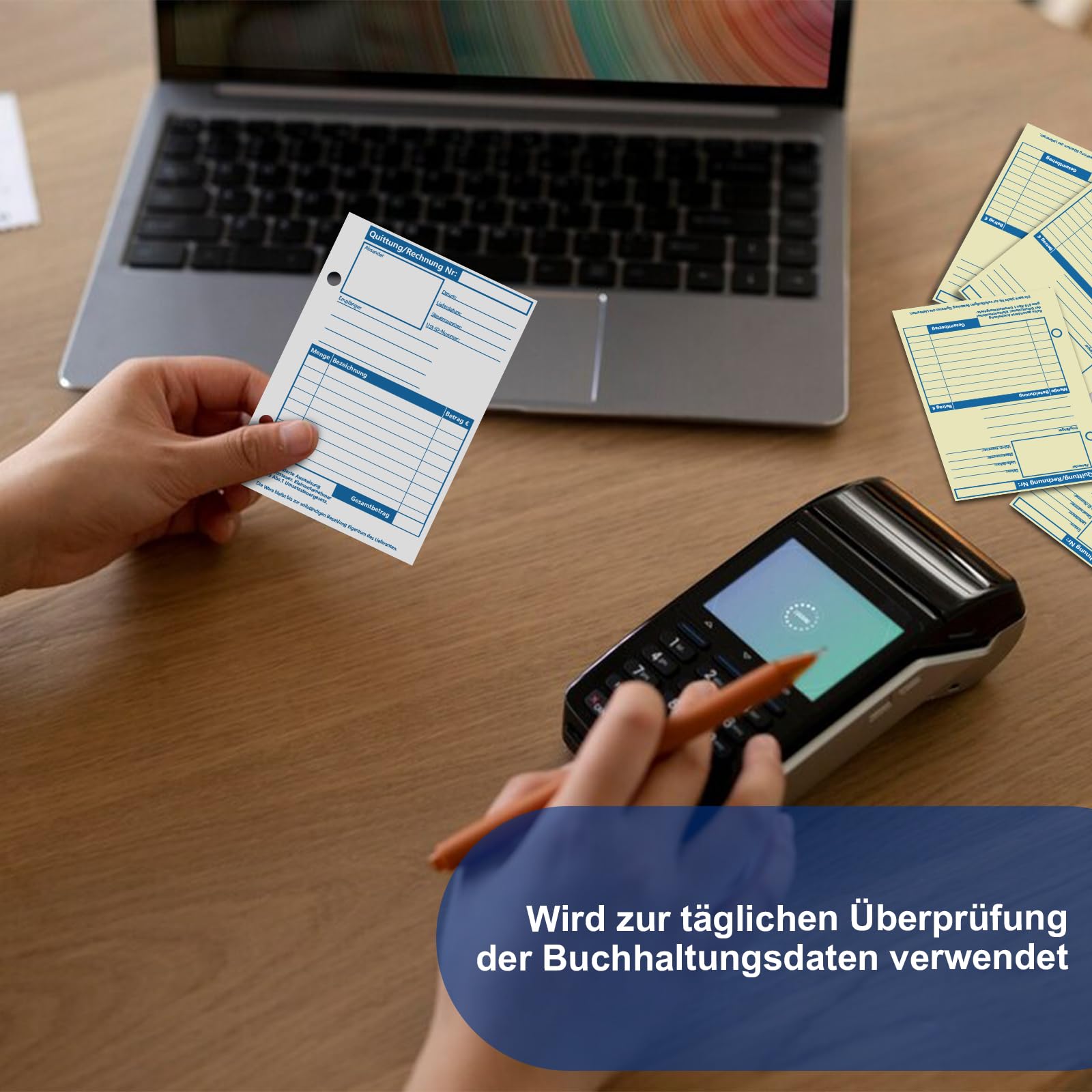 WJMY Quittungsblock A6 Quer Mit Durchschlag - 4 Stück Für Kleinunternehmer & Selbstständige