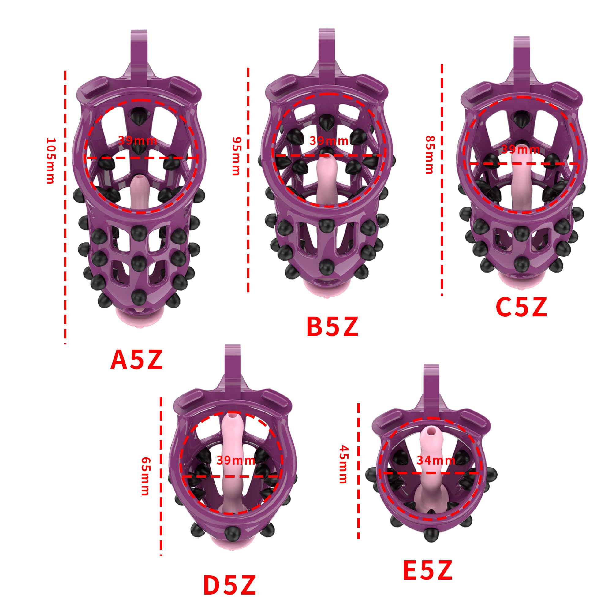 Cage de chasteté pour homme avec 5 anneaux de pénis et pointes de massage en silicone Cage de pénis avec cathéter Bondage de pénis extrême SM Chasteté pour homme Jouets sexuels (D5)