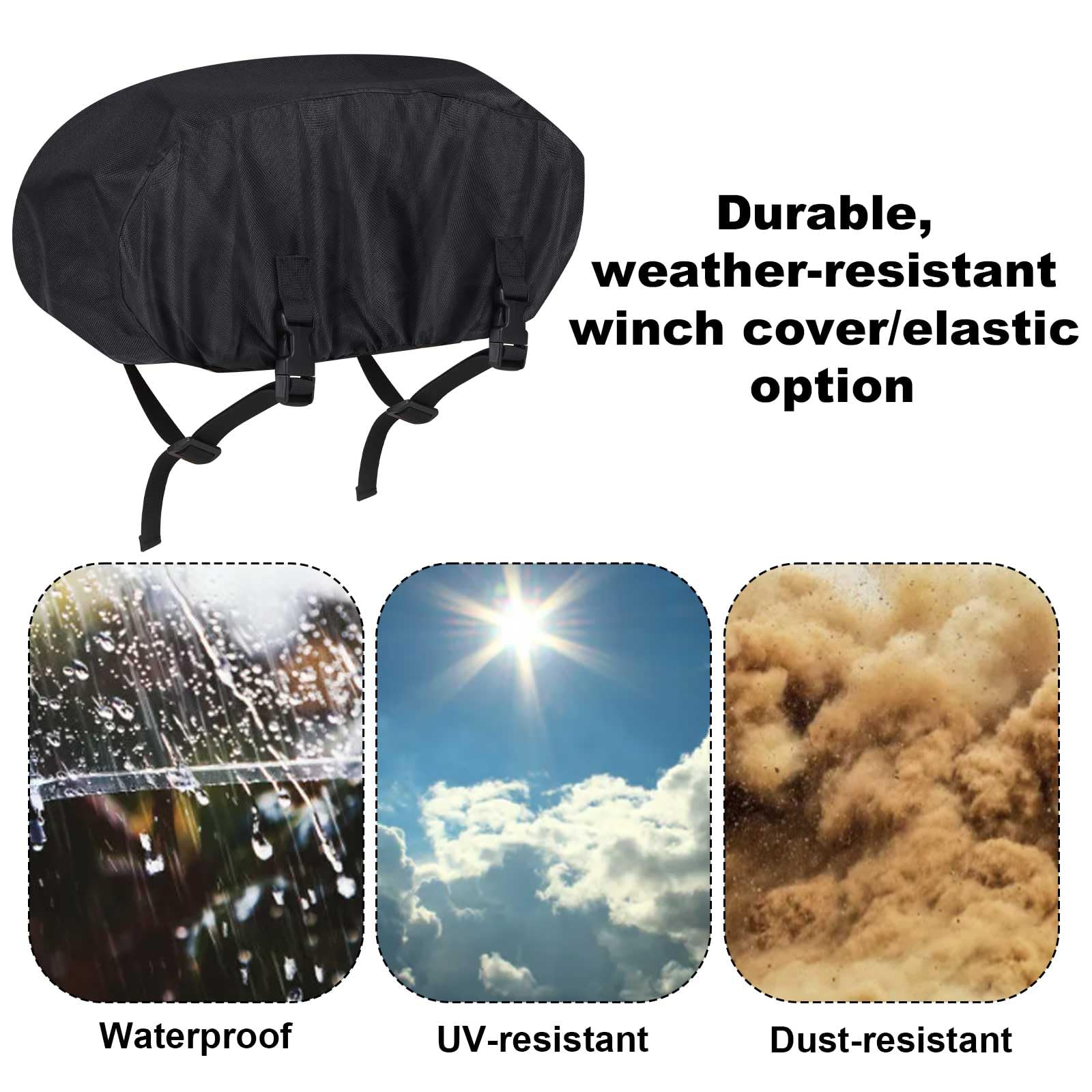 Copertura Verricello, 55x24x19cm Copertura Protettiva Nera in Tessuto Oxford Impermeabile Resistente alle Intemperie per Verricelli Elettrici da 8500 a 17500 Libbre per Uso Interno ed Esterno