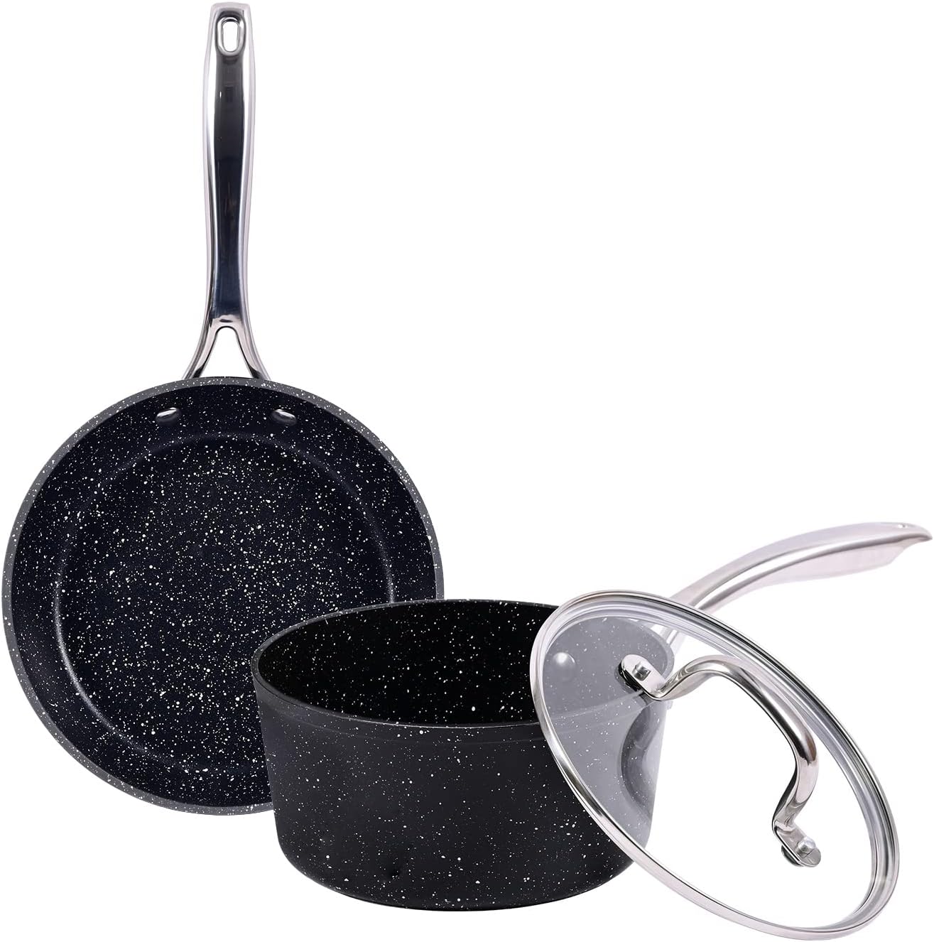 JEETEE Kitchen Pots and Pans Set Nonstick Granite Coating