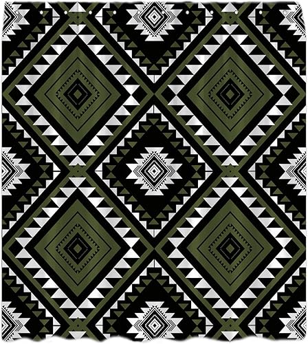 Miniatura 6 de Cortina de ducha azteca, bohemio, negro, blanco, abstracto, tribal, suroeste, navajo, nativo, geométrico, granja, retro, decoración occidental,
