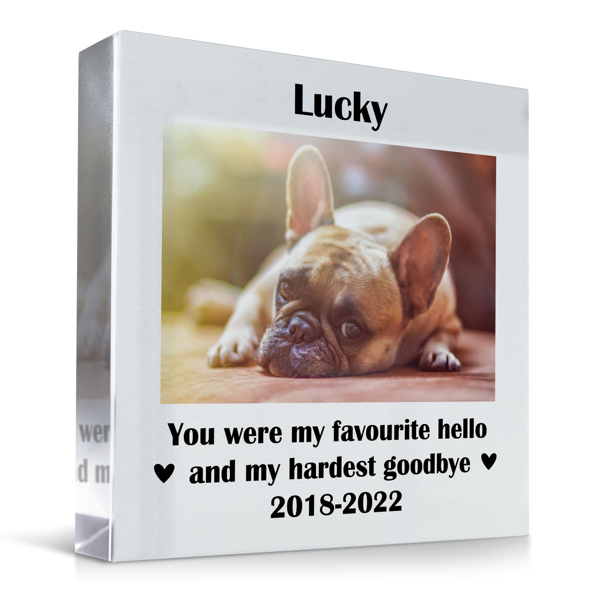 Red Ocean Personalised Pet Photo Block Gift Dog Puppy Memorial Gift Handmade Keepsake