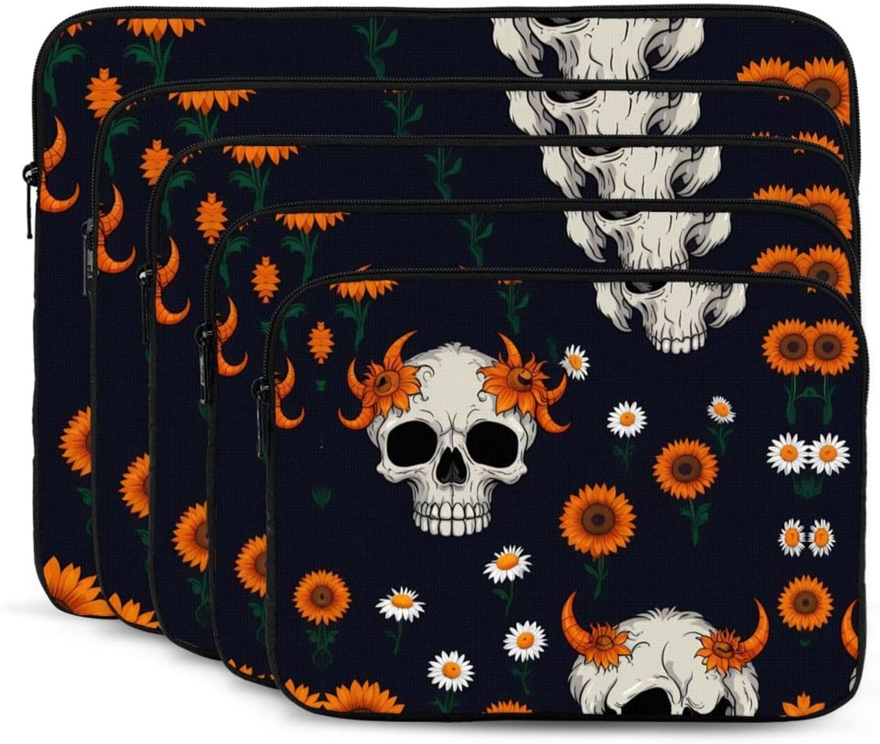 r Skull Sheep Head Daisy Printed 12 inch Laptop Case, Business/Office Commuter Laptop Case image 2
