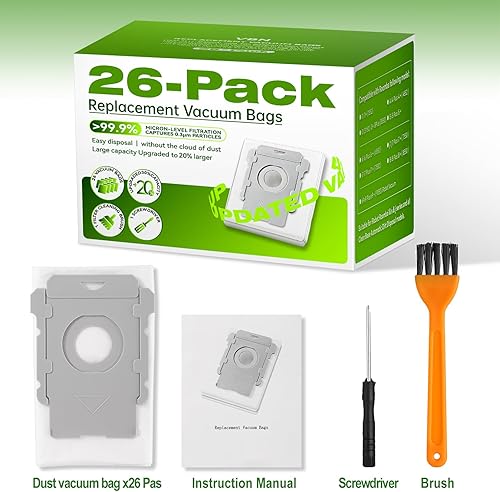 Miniatura 8 de VBN Paquete de 26 bolsas de vacío para iRobot Roomba serie I & S & J Clean Base, Fit i3 i3+ i4 i4+ i5 i5+ i6 i6+ i7 i7+ i8 i8+ j7 j7+ s9 s9+, bolsas