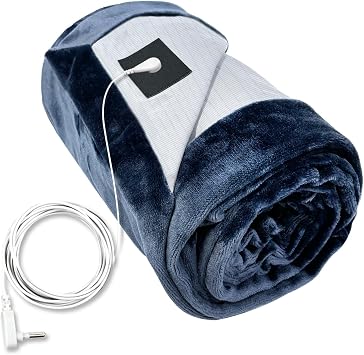 Grounding Blanket for for Bed Sleeping Therapy, Pain Relief,Imrpoving Sleep. Grounded Throw Kit, Conductive Silver Fiber Blanket. Grounding Cord Included 80 x 55 Inch Throw
