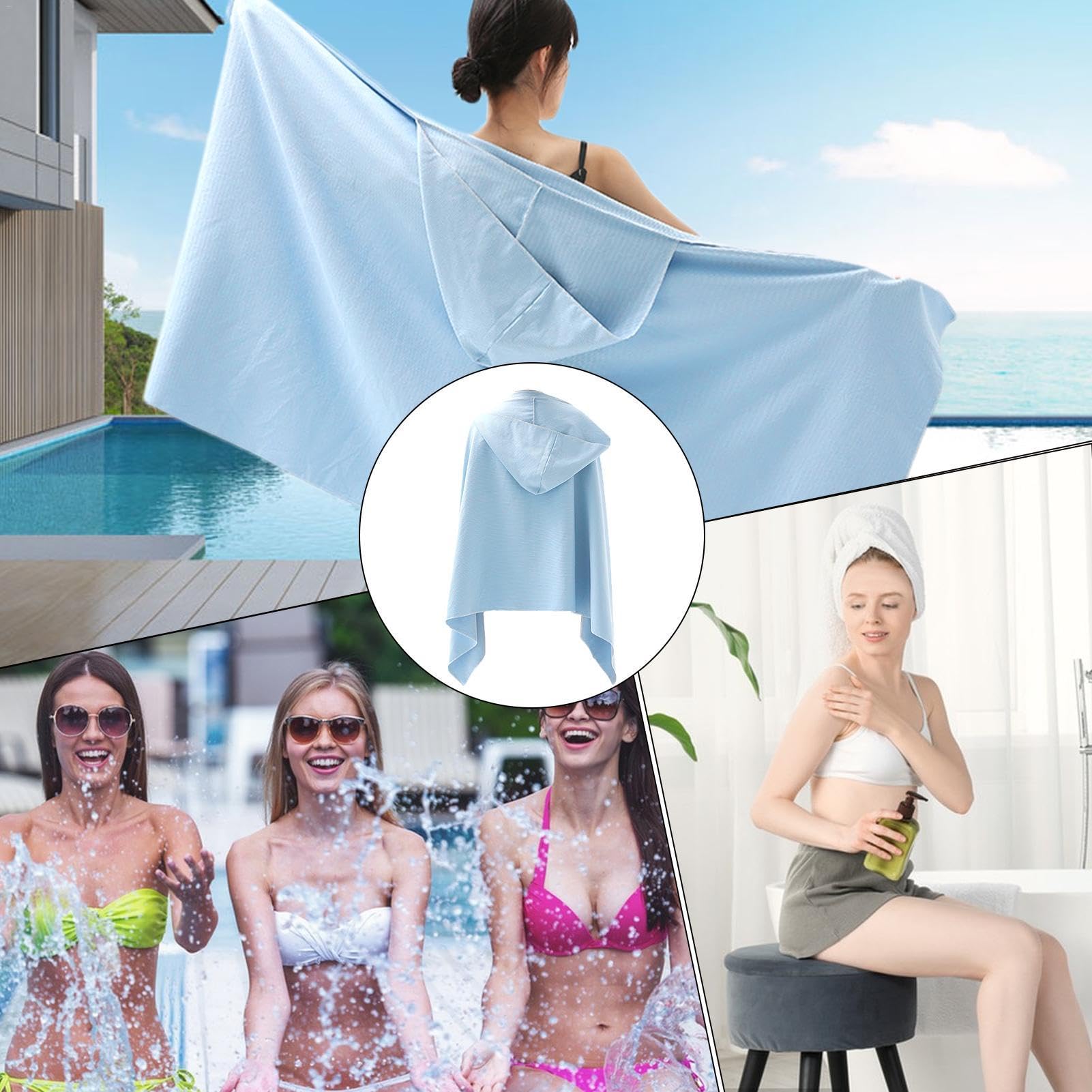 Amazon｜ノーブランド品 大人用フード付きタオル - 31.5 x 62.9 インチ