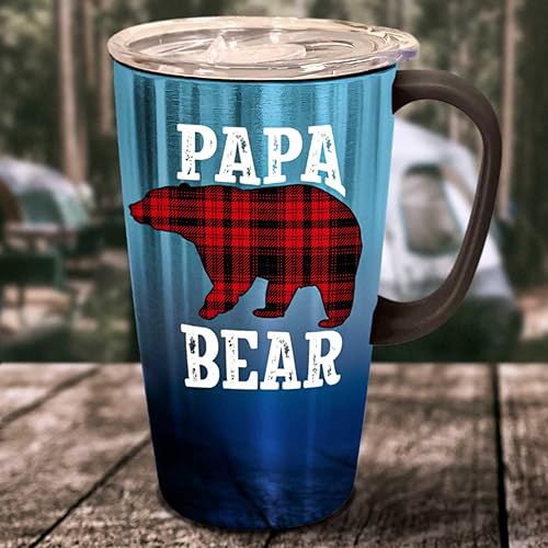 Miniatura 2 de Spoontiques - Taza de viaje de acero inoxidable con asa - Capacidad de 18 oz - Acero inoxidable de doble pared con tapa de viaje deslizante - 6" de