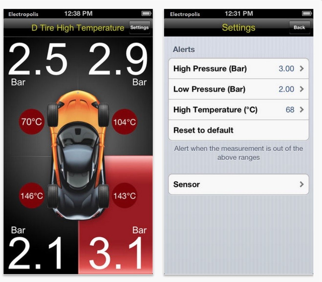 Spy TPMS Sensores de presión de neumáticos controlar Mediante el Smartphone con 4 sensores Internos