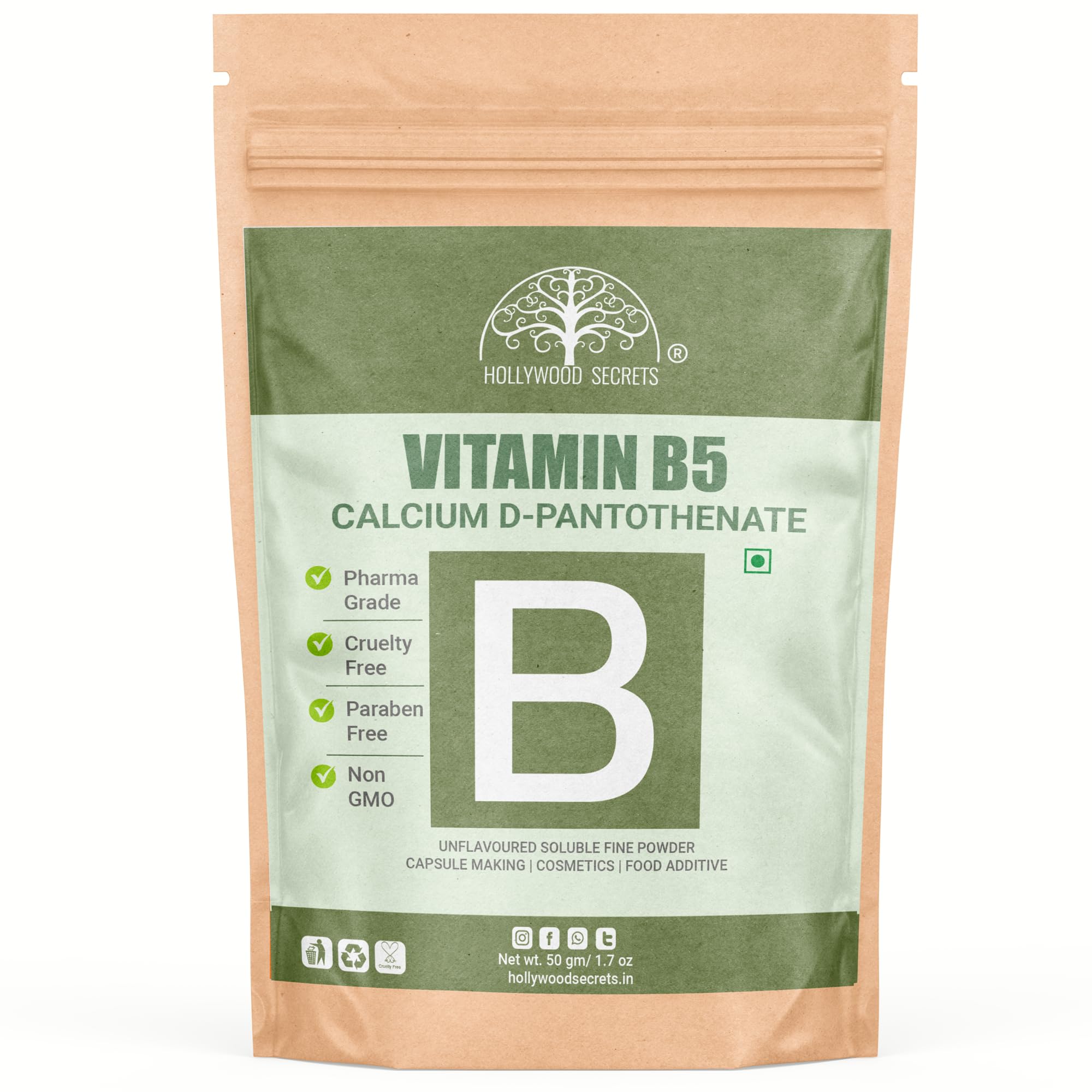 Hollywood Secrets Pure Provitamin B5 Calcium D Pantothenate powder 50gm-image-22