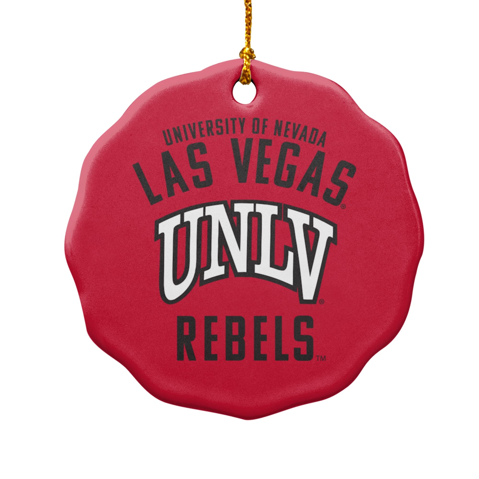 GRAPHICS & MORE University of Nevada, Las Vegas Rebels Logo Porcelain Scalloped Holiday Christmas Tree Ornament - 2.8