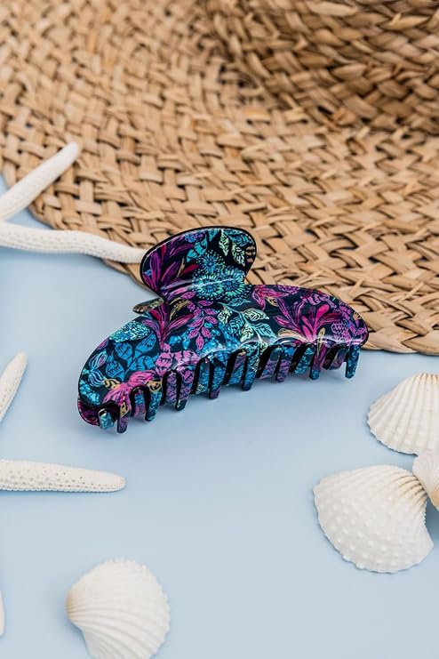 Lilly Pulitzer Colorful Claw Jaw Clip for Fine, Thick, Curly or Straight Hair - Medium Hair Clip for Women, Calypso Coast