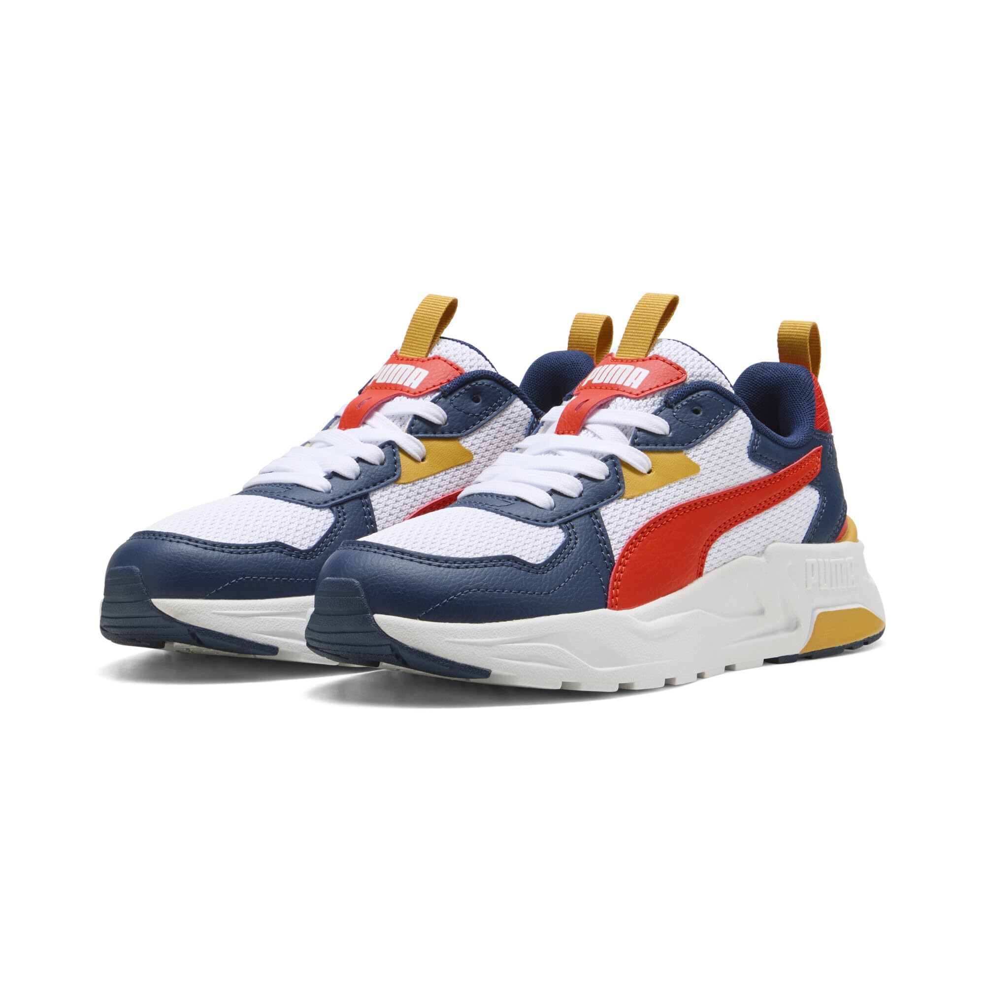 PUMA Trinity LITE JR Sneaker, White-Fierce RED-Persian Blue, 4 UK