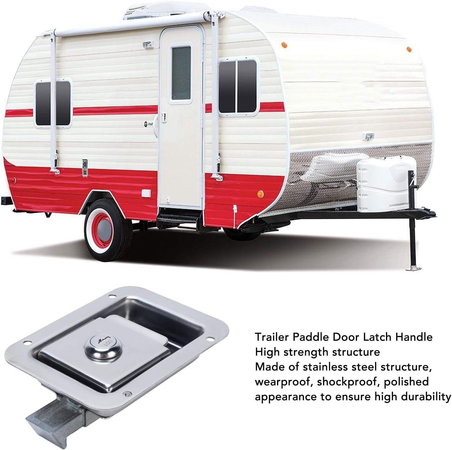 2PCS Stainless Steel Toolbox Latch, 304 SS Paddle Handle Lock 121X91mm with Keys and Washers, Flush Mount for Truck RV Motorhome Tool Box Cabinet Door 24mm Thickness