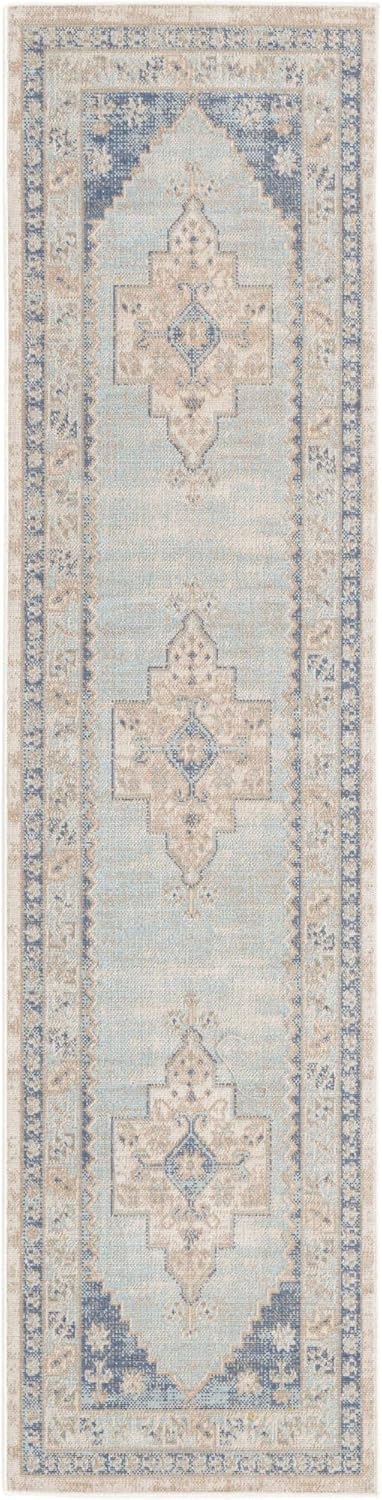 rugs.com whitney collection rug – 2' x 8' runner sky blue low rug perfect for hallways, entryways 2' x 8' (runner) sky blue