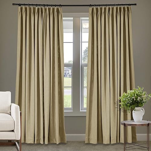 Miniatura 151 de Frelement Cortinas plisadas de lino de algodón extra anchas para oscurecer la habitación, 120 pulgadas de ancho x 96 pulgadas de largo, cortinas