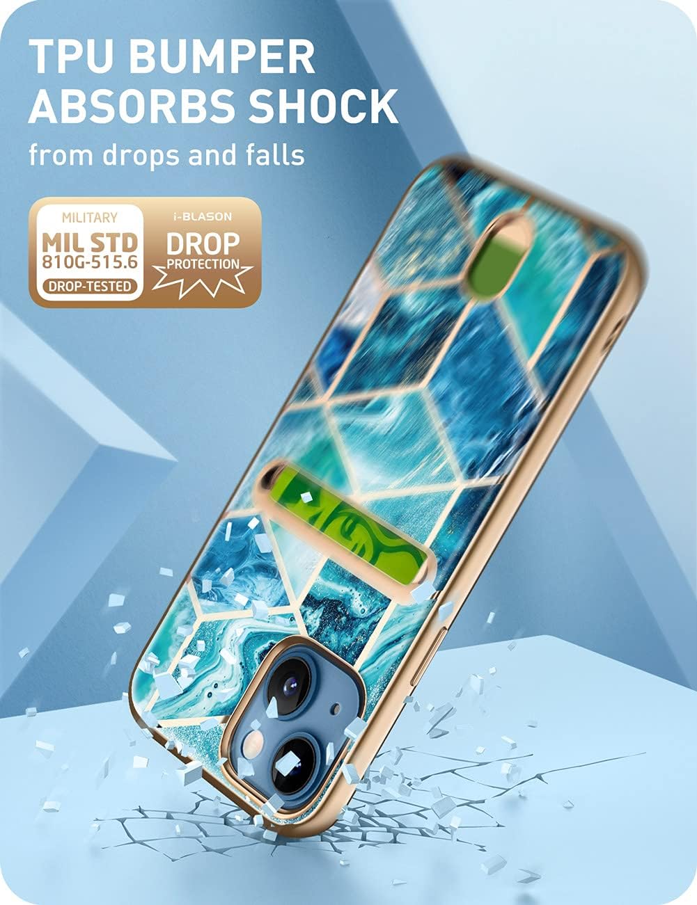 i-Blason Cosmo Wallet Case for iPhone 13 6.1 inch (2021 Release), Slim Designer Wallet Protective Case with Card Holder(Ocean)