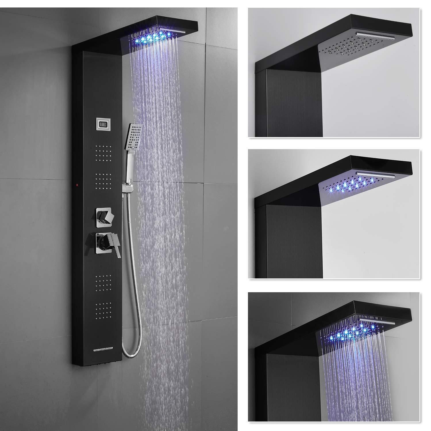 Buy ROVOGO Stainless Steel Shower Panel Tower System, LED Rainfall