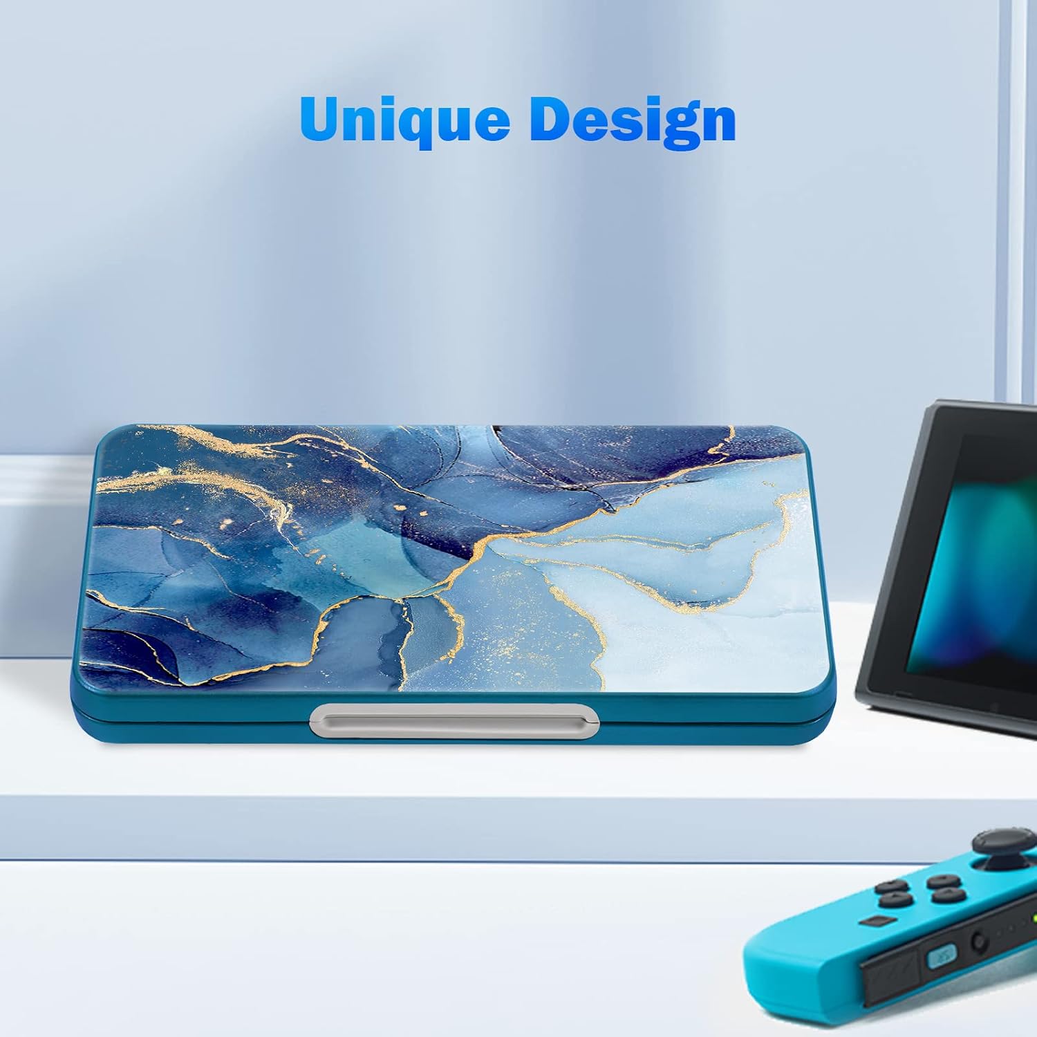 CaseBot Game Card Case for Nintendo Switch Games, [Shockproof] Hard Shell Protective and Durable 24 Slots Card & 24 Slots Micro SD Card Storage Holder Box, Slim and Portable, Ocean Marble : Video Games