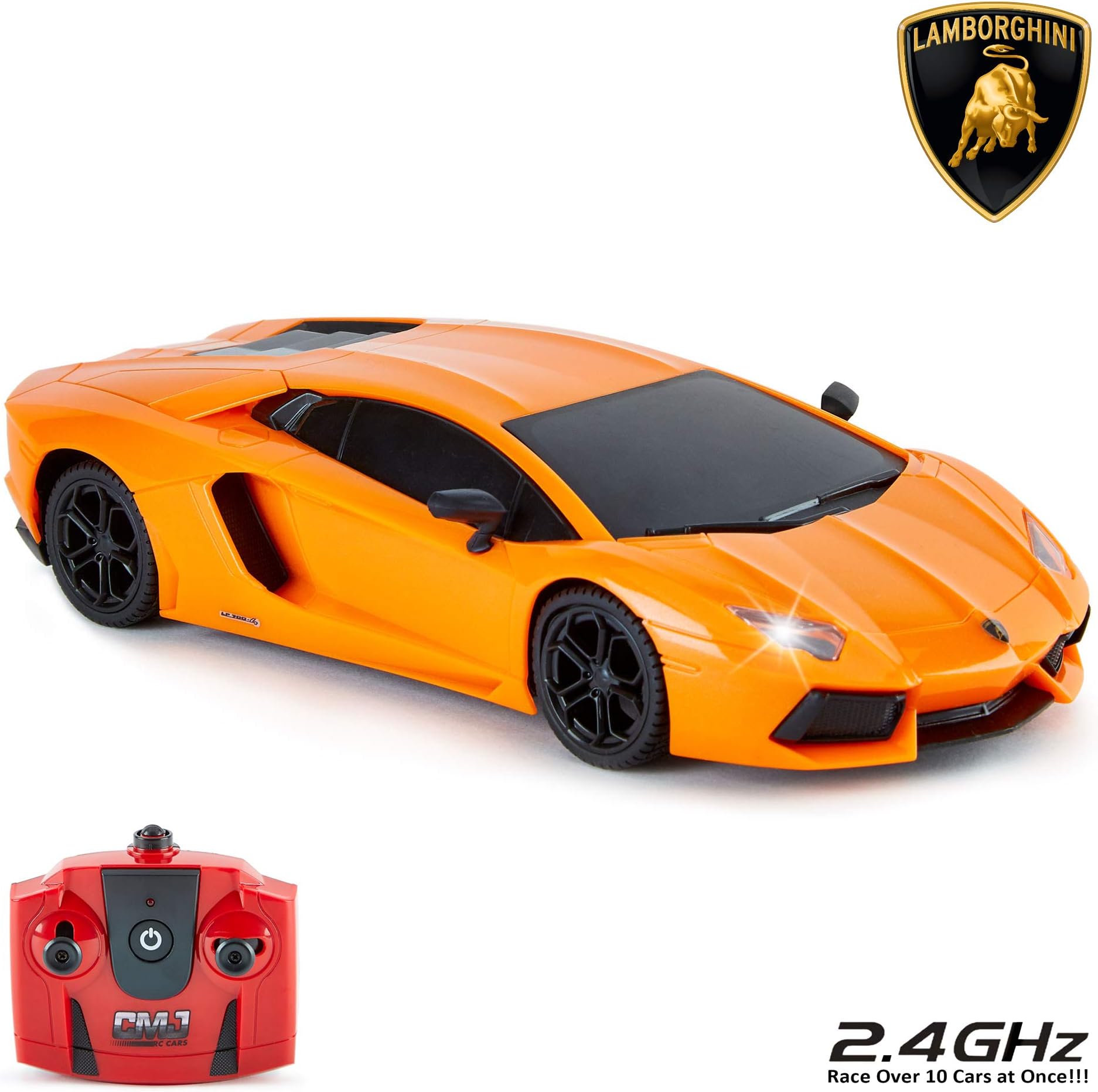 CMJ RC Cars™ Lamborghini Aventador LP700-4 Officially Licensed Remote Control Car 1:24 Scale Working Lights 2.4Ghz (Orange)