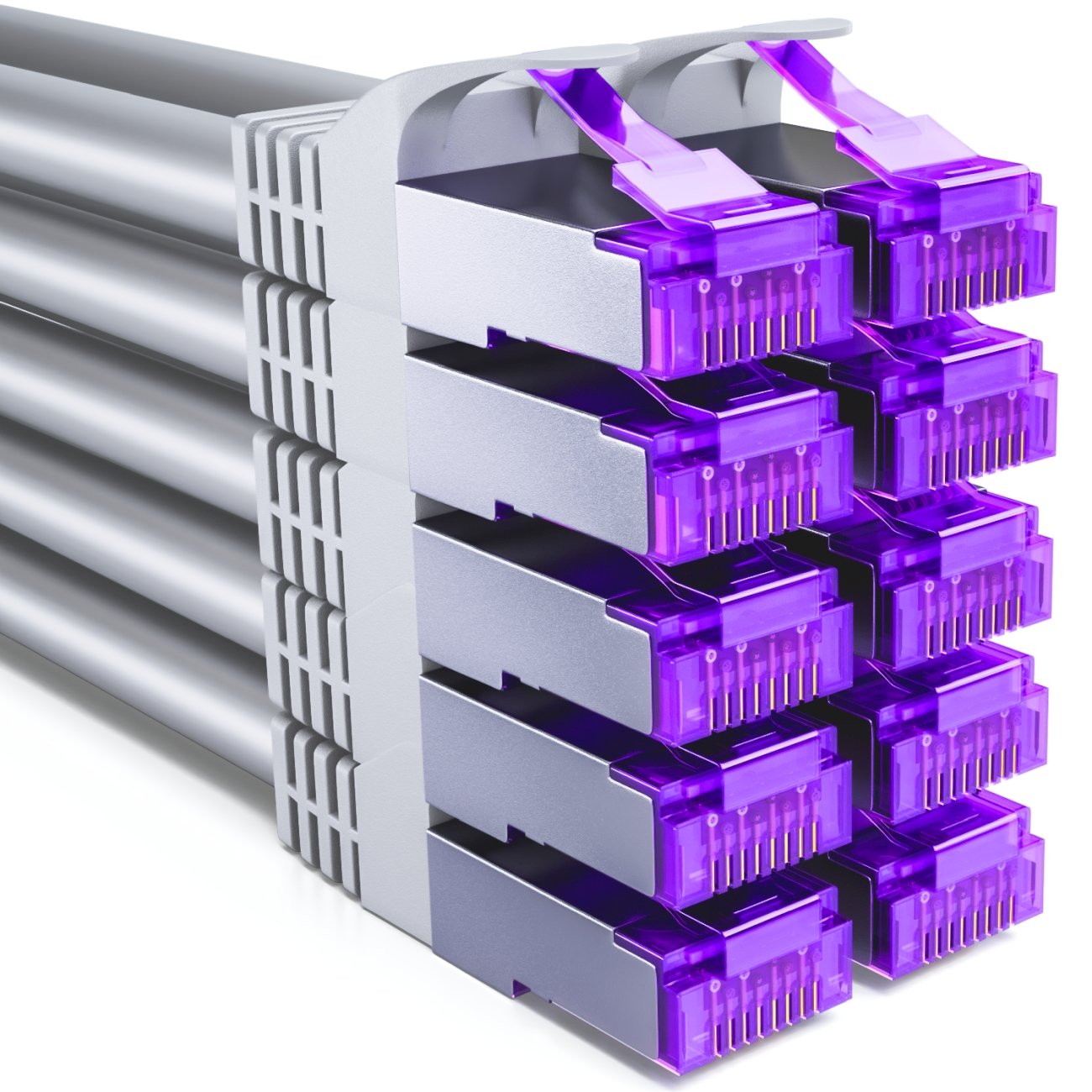 10 Câbles Réseau CAT7 DeleyCON 0.5m - 10 Gigabit - RJ45 Blindé SFTP PIMF - Cuivre - Pour Modem, Routeur, Switch