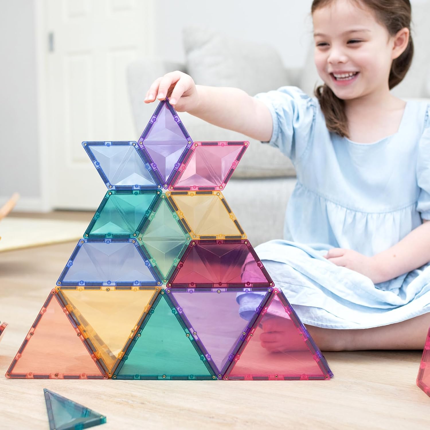 CONNETIX Magnetic Tiles Pastel Shape Expansion Pack, 48 Pieces