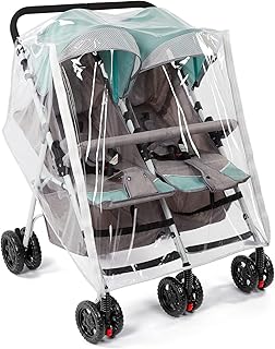 Double Stroller Rain Cover, Waterproof Weather Shield for Side by Side Baby Double Stroller, Twins Stroller Cover for Rain/Wind/Snow/Cold/Dust, Baby Outdoor Accessories