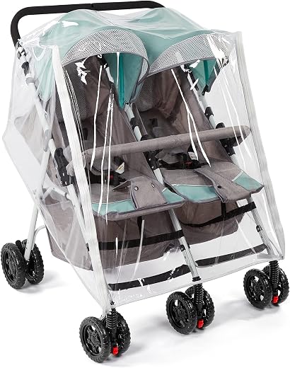 Double Stroller Rain Cover, Waterproof Weather Shield for Side by Side Baby Double Stroller, Twins Stroller Cover for Rai...